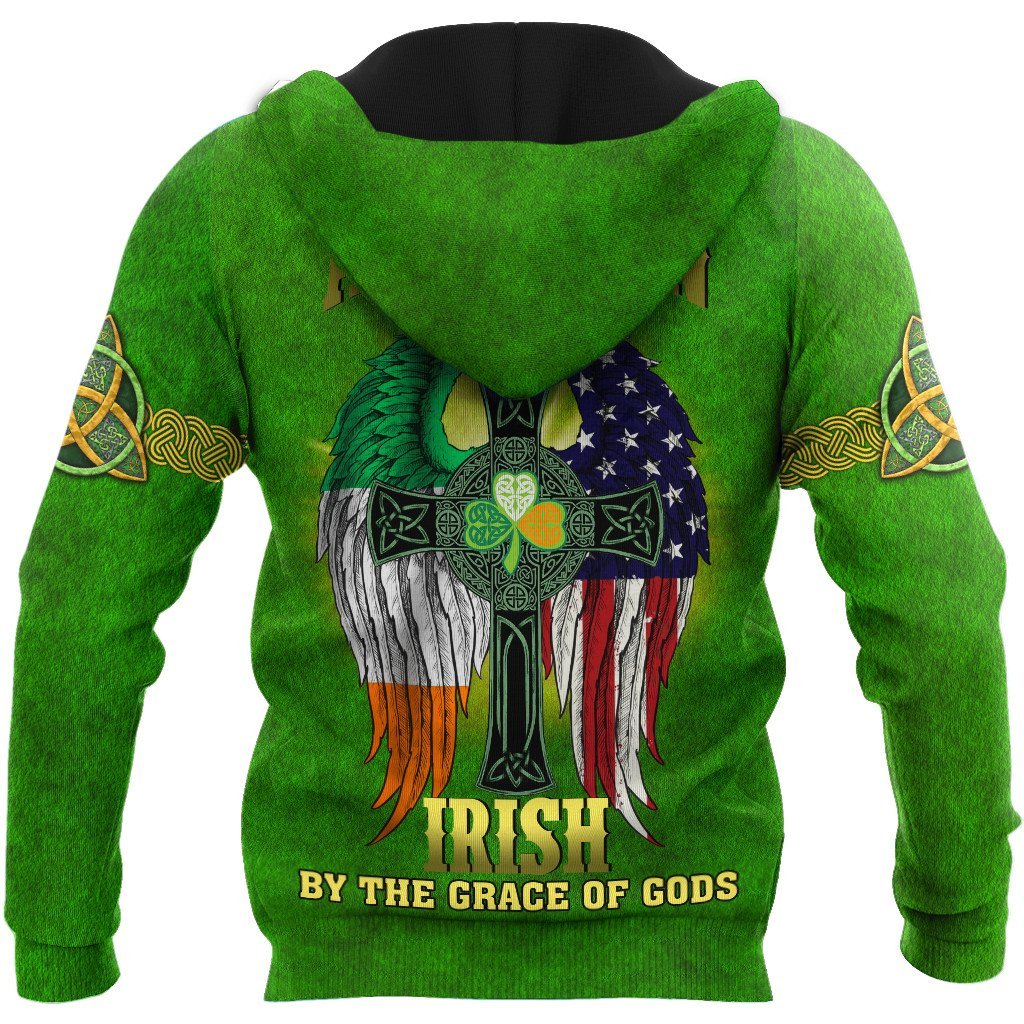 st patricks day the celtic cross wings full printing hoodie - back