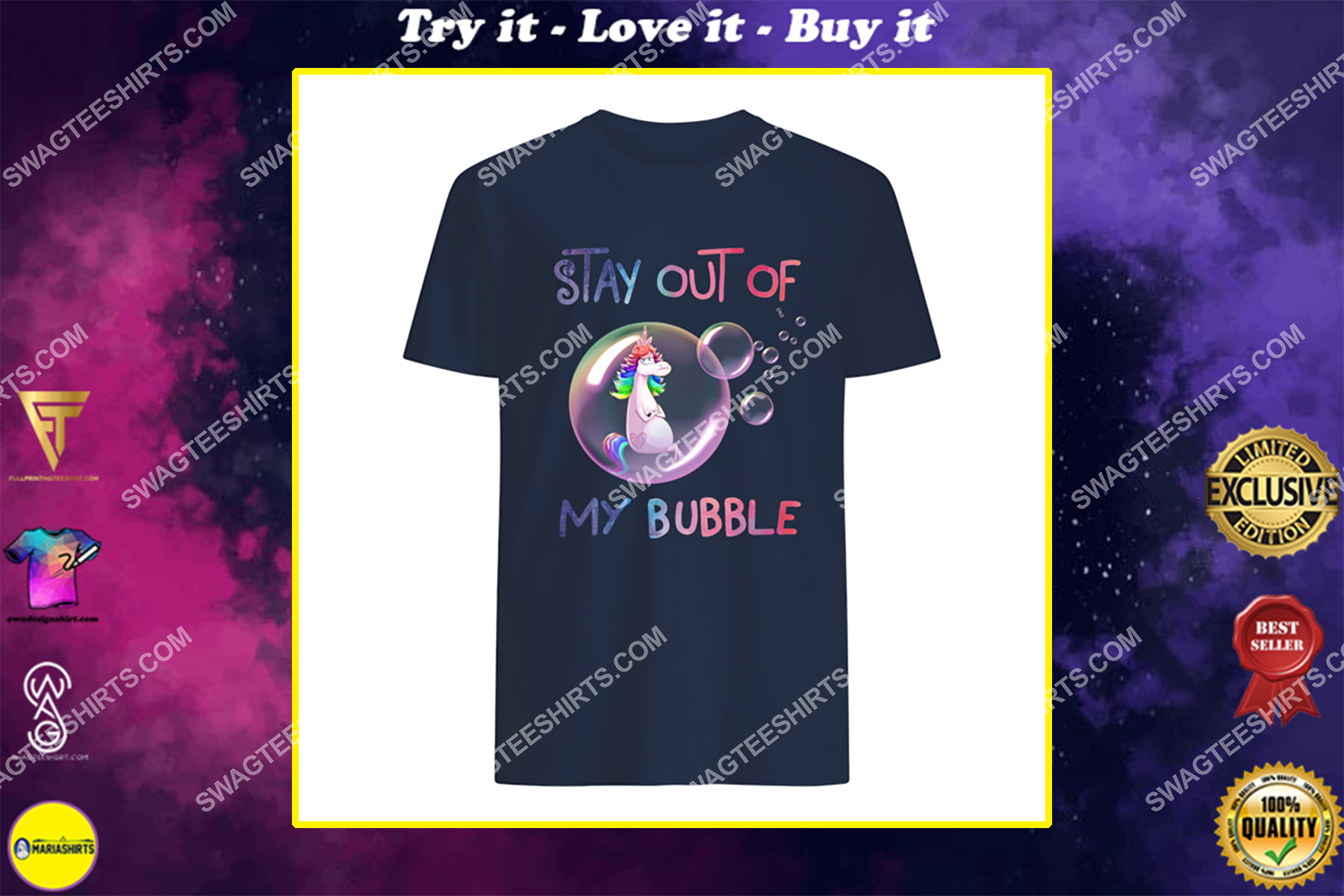 stay out of my bubble unicorn social distance shirt