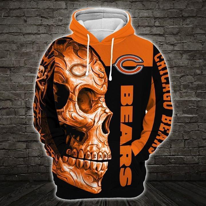 sugar skull chicago bears football team full over printed hoodie 1