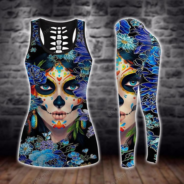 sugar skull girl day of the dead floral all over printed shirt 3