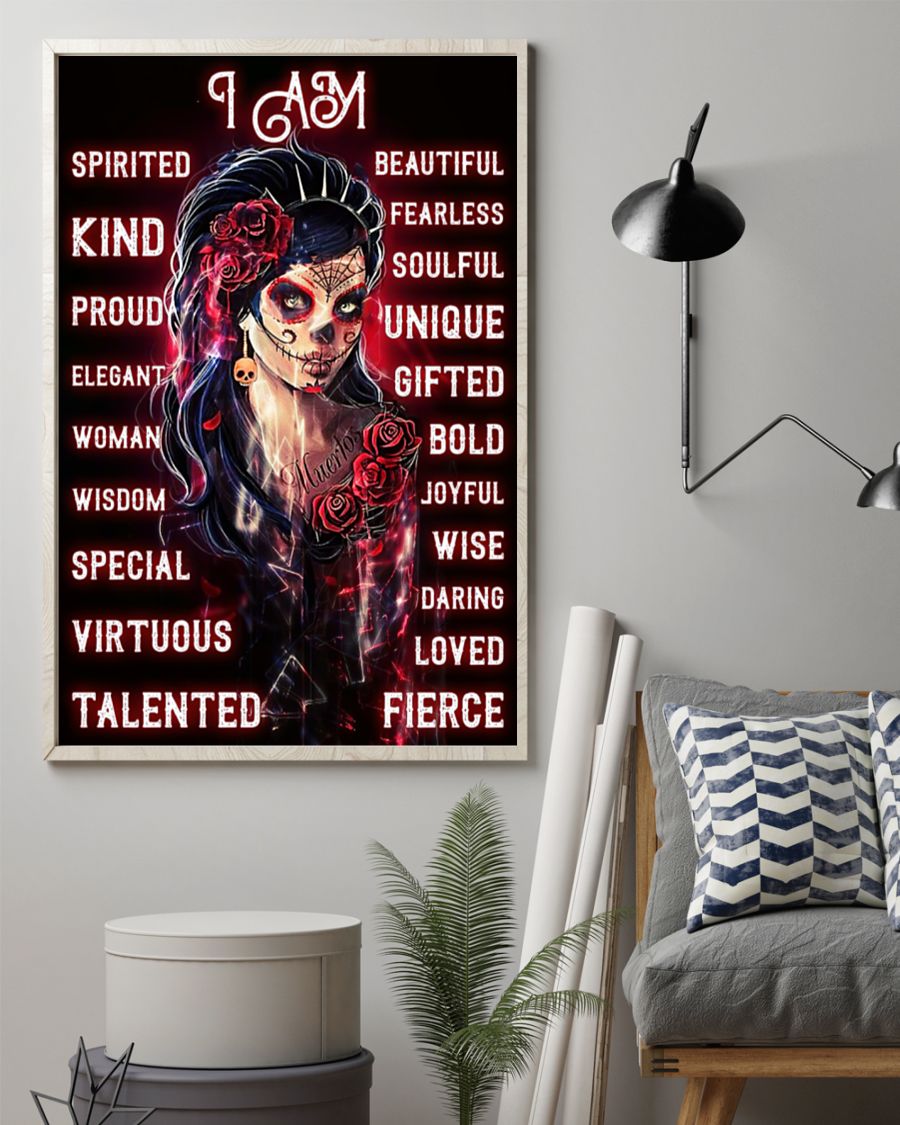 sugar skull i am beautiful fearless soulful loved talented poster 2