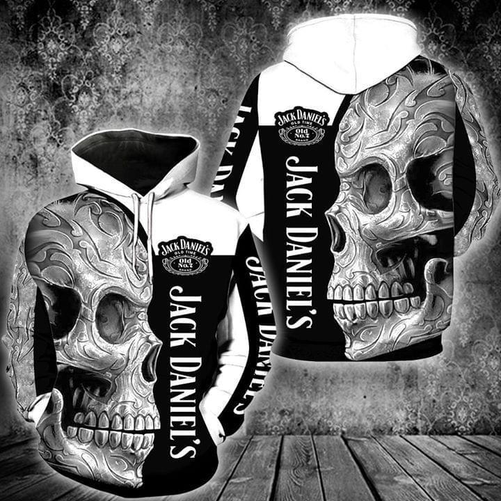 sugar skull jack daniels tennessee whiskey full over printed hoodie 1