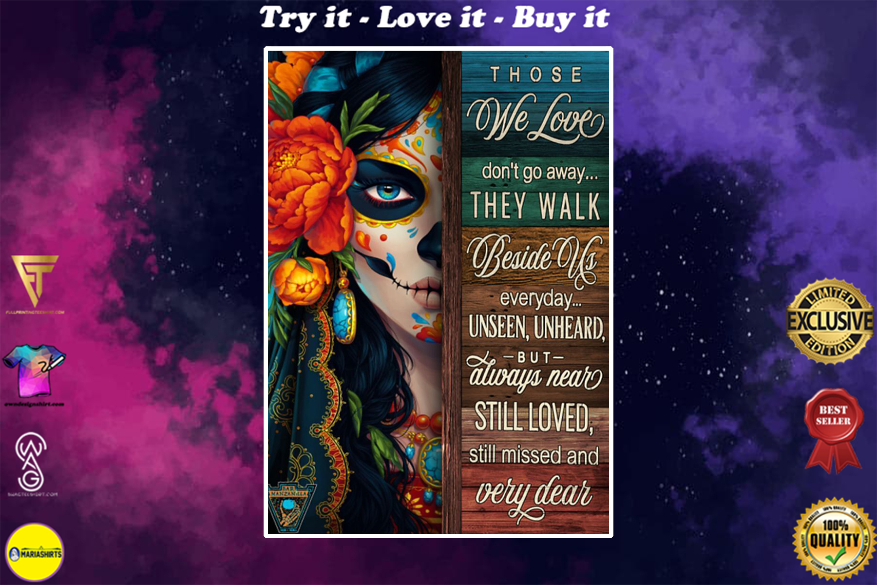 sugar skull those we love dont go away the walk beside us everyday poster
