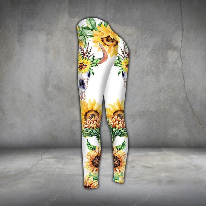 sunflower country cow all over printed legging