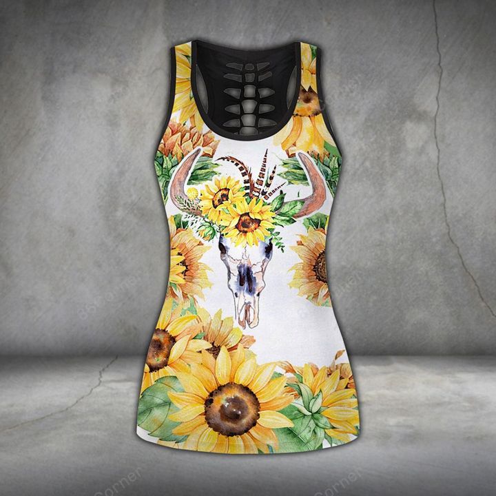 sunflower country cow all over printed tank top