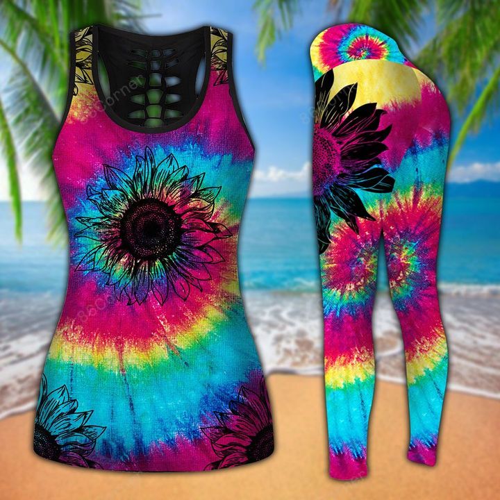 sunflower tie dye all over printed tank top