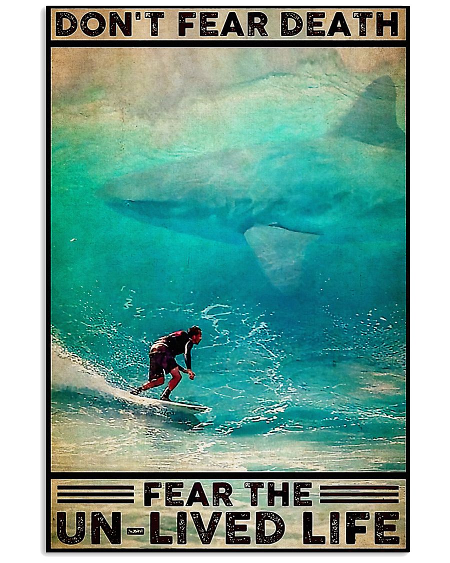 surfing dont fear death fear the un-lived life vintage poster 1