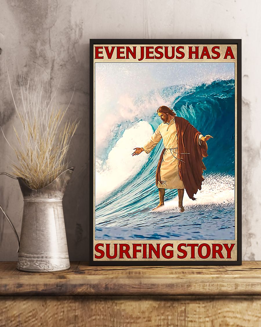 surfing even Jesus has a surfing story vintage poster 3