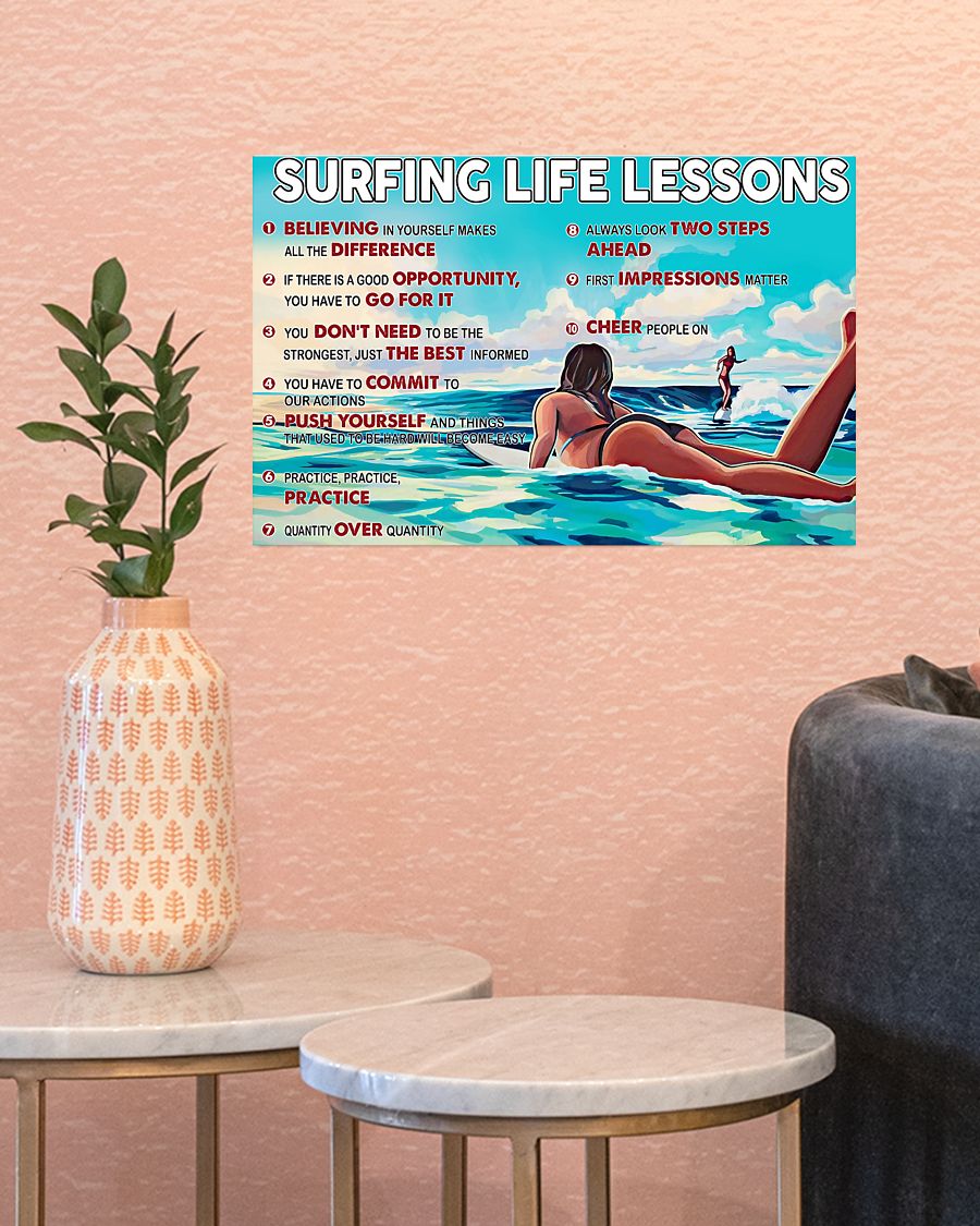 surfing life lessons vintage poster 1