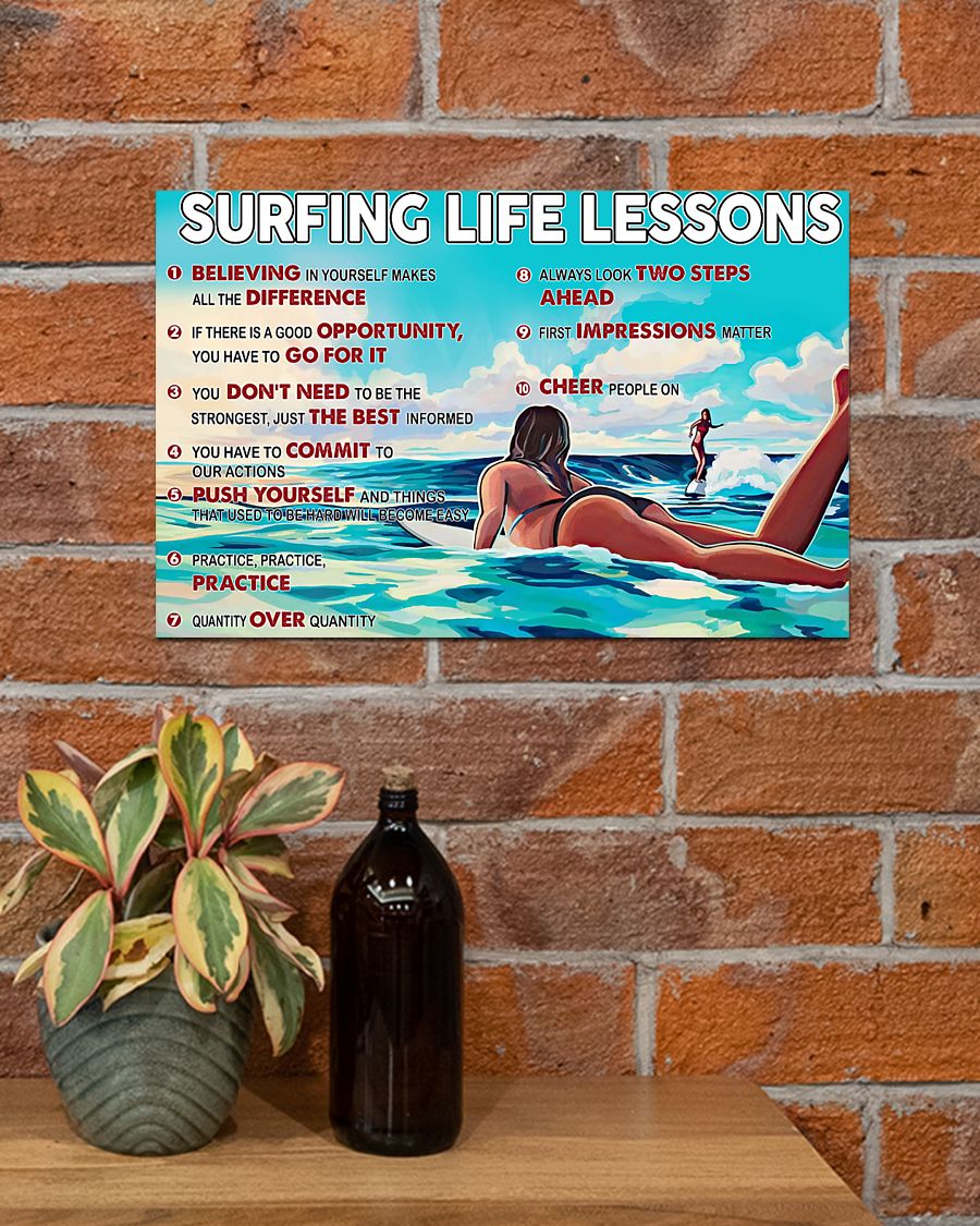 surfing life lessons vintage poster 3