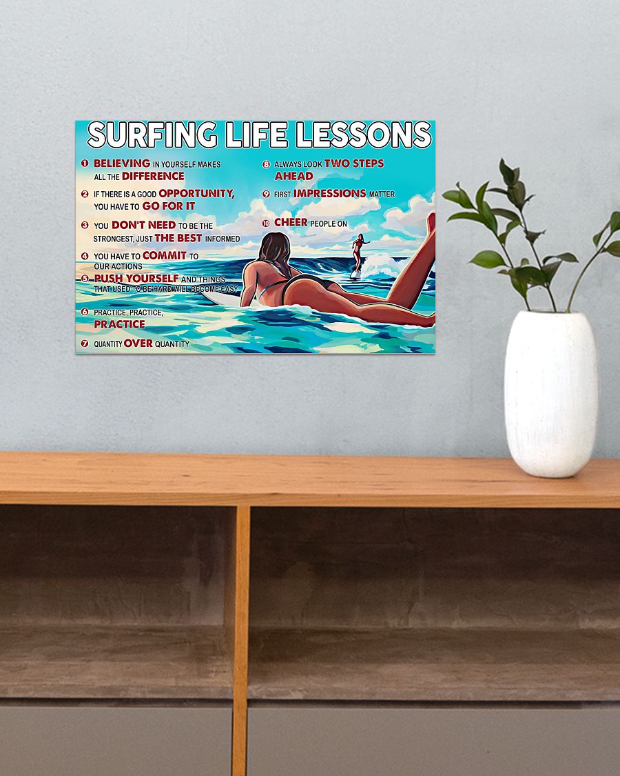 surfing life lessons vintage poster 4