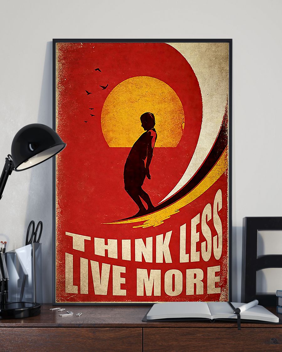 surfing think less live more vintage poster 3