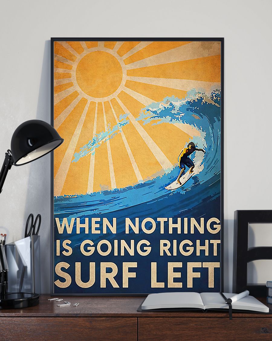 surfing when nothing is going right surfing left vintage poster 2