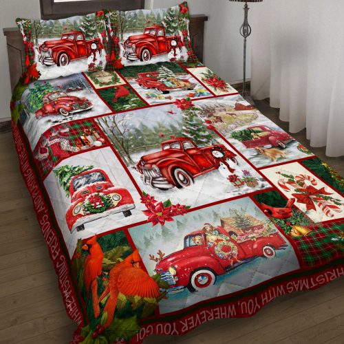 take a little christmas with you red truck bedding set 2