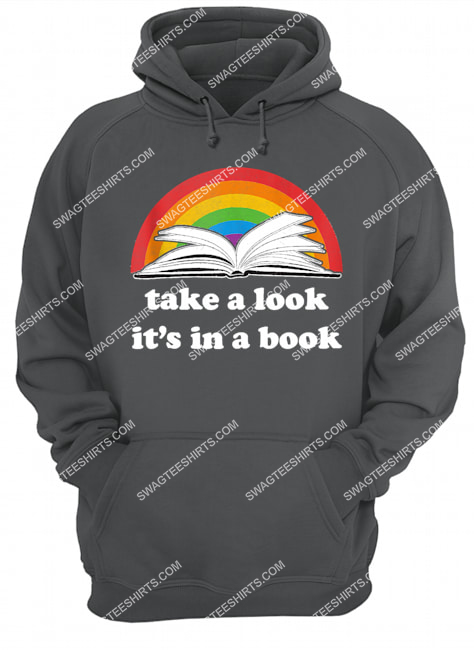 take a look it's in a book reading vintage retro rainbow hoodie 1