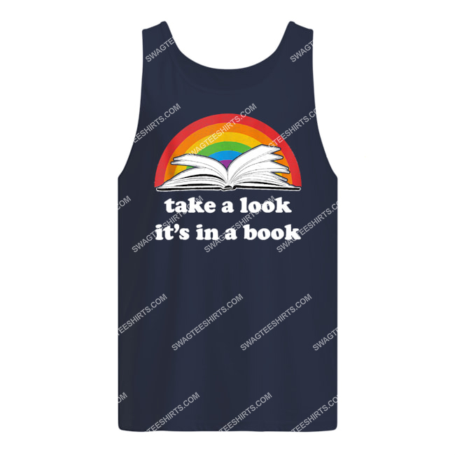 take a look it's in a book reading vintage retro rainbow tank top 1