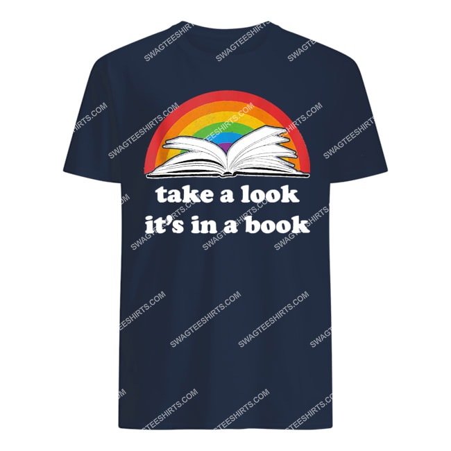 take a look it's in a book reading vintage retro rainbow tshirt 1