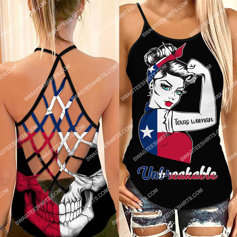texas woman unbreakable all over printed strappy back tank top 1 - Copy (2)