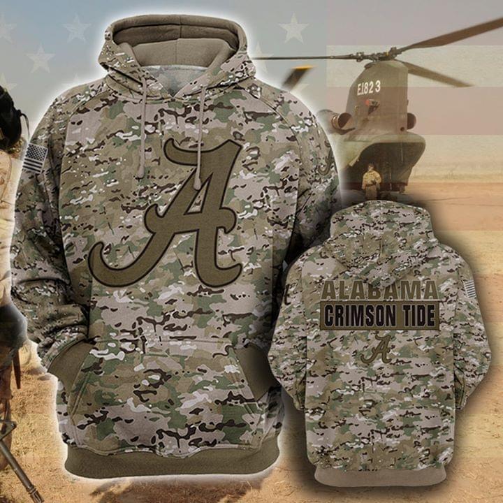 the alabama crimson tide camouflage veteran full over printed hoodie
