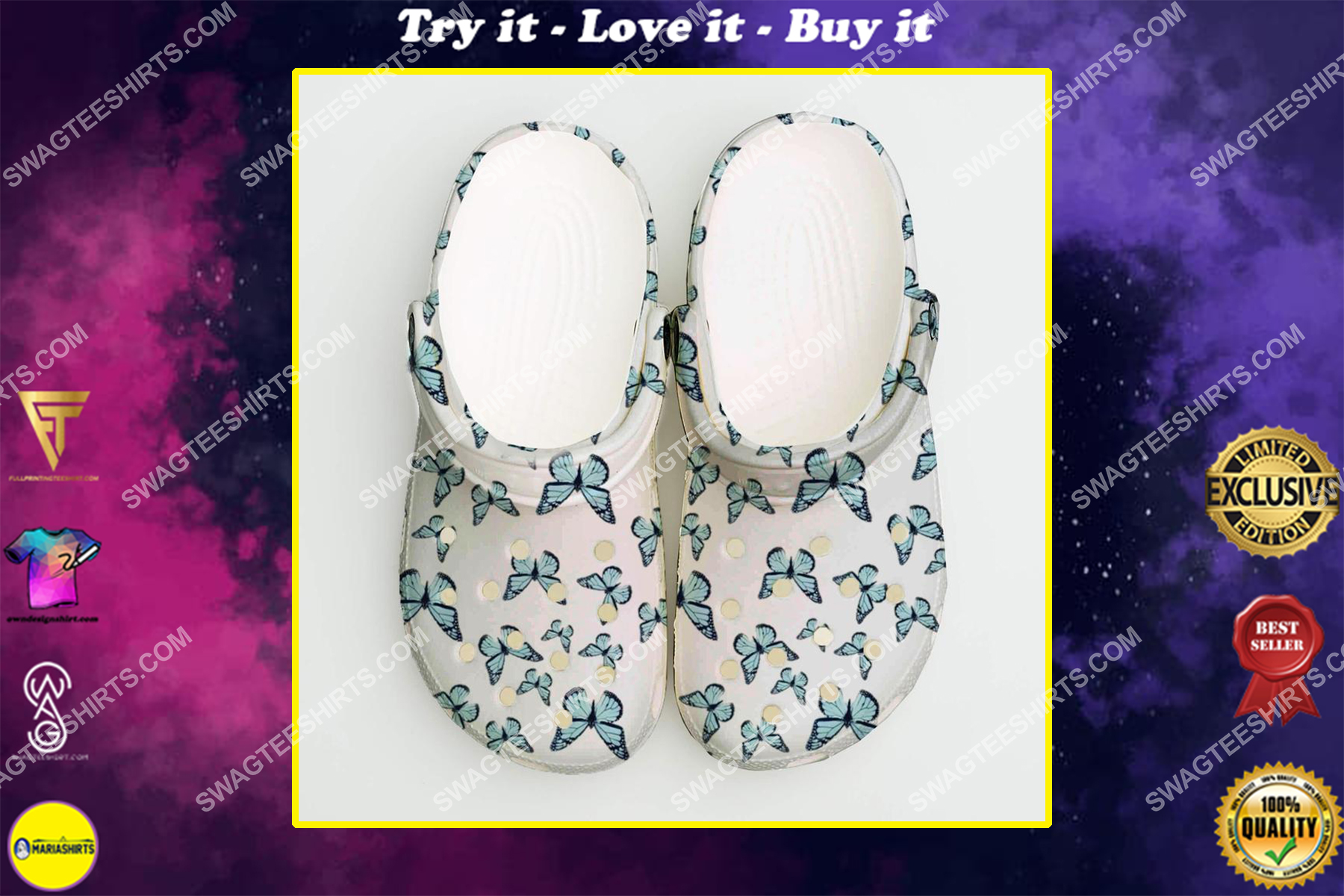 the butterfly trendy all over printed crocs