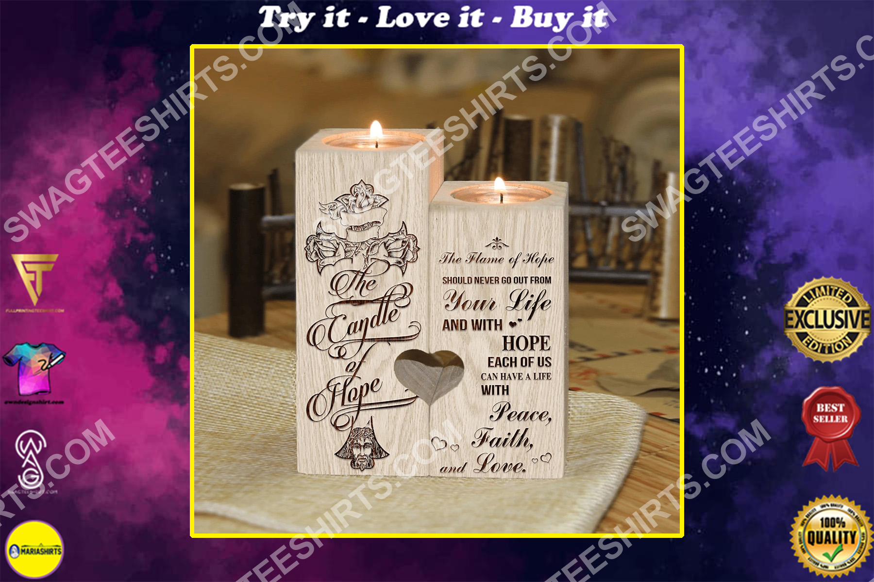 the cross the candle of hope peace faith love candle holder