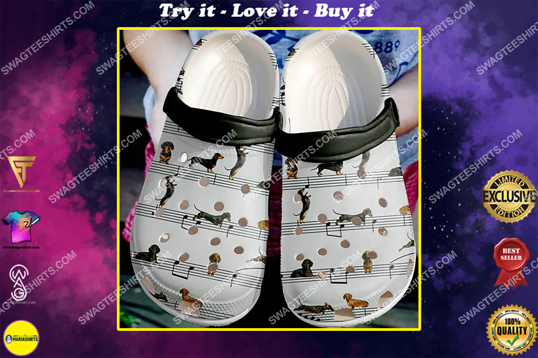 the dachshund dogs lover all over printed crocs