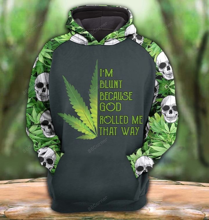 the dark skull with cannabis all over printed hoodie