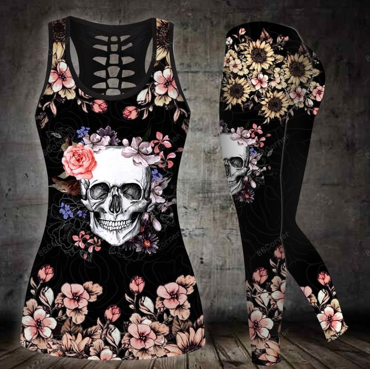 the dark skull with flower all over printed shirt 3