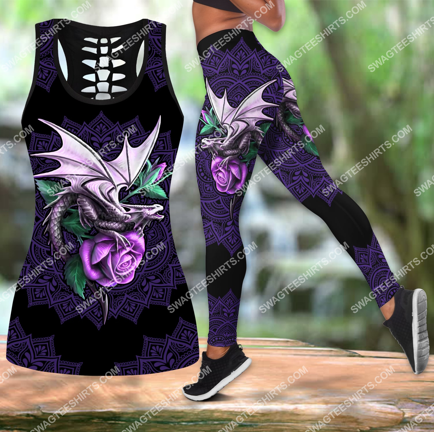 the dragon and rose all over printed set sports outfit 3 - Copy (2)