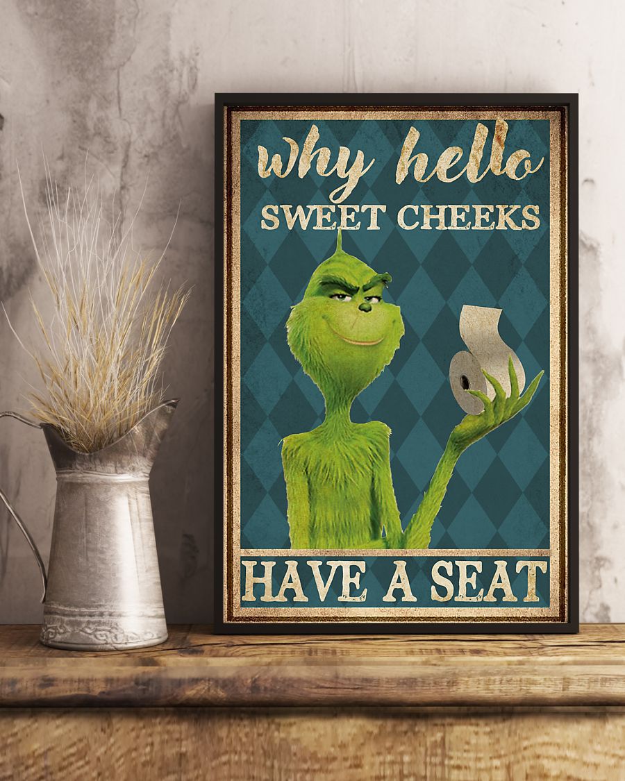 the grinch why hello sweet cheeks have a seat retro poster 4