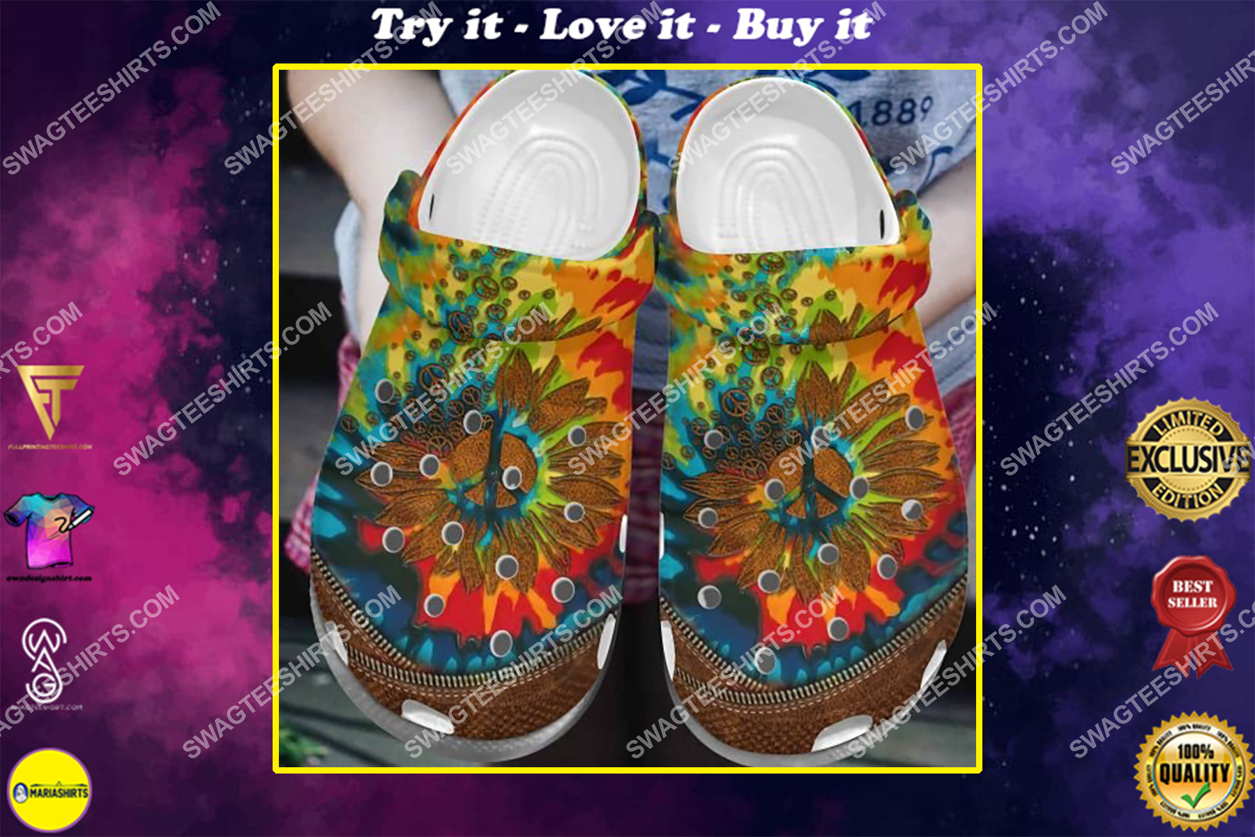 the hippie flower tie dye all over printed crocs