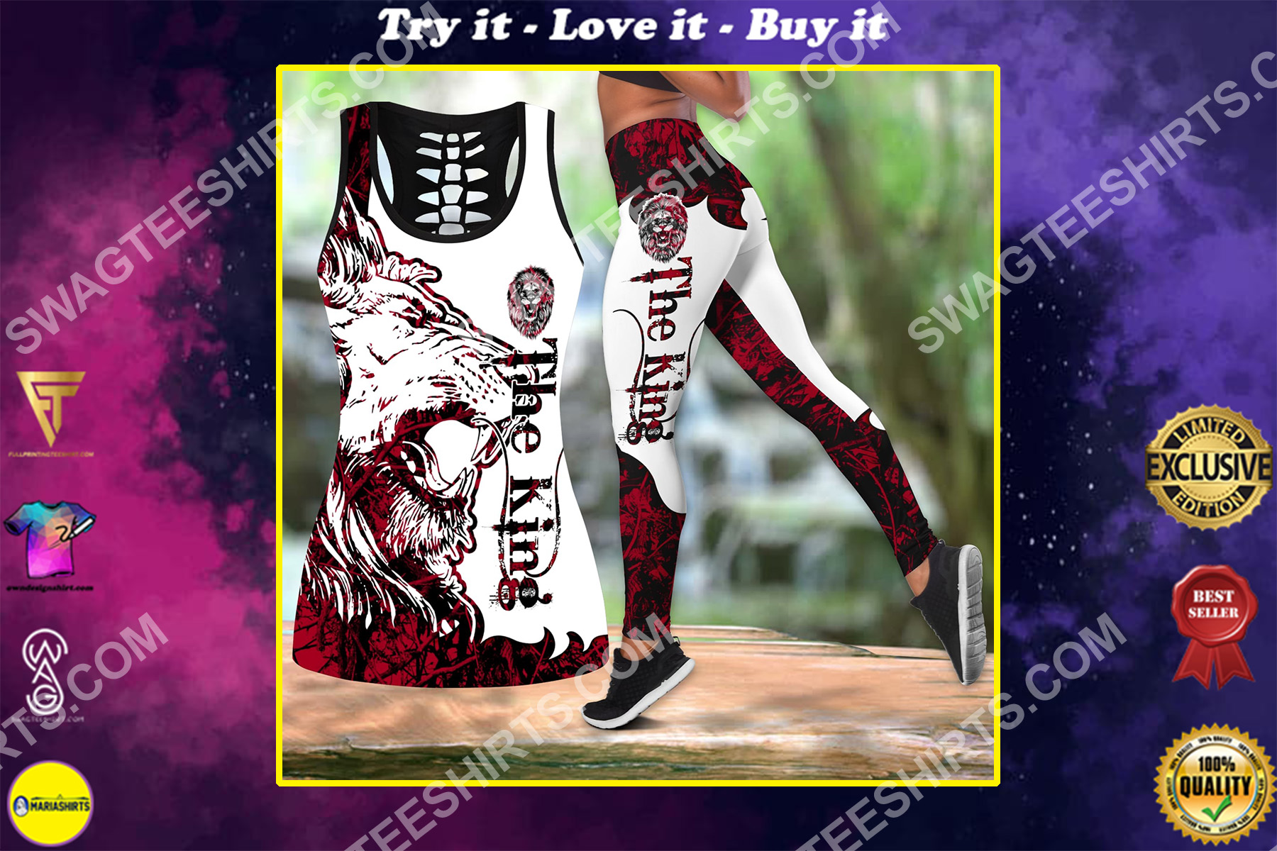 the king the lion all over printed set sports outfit