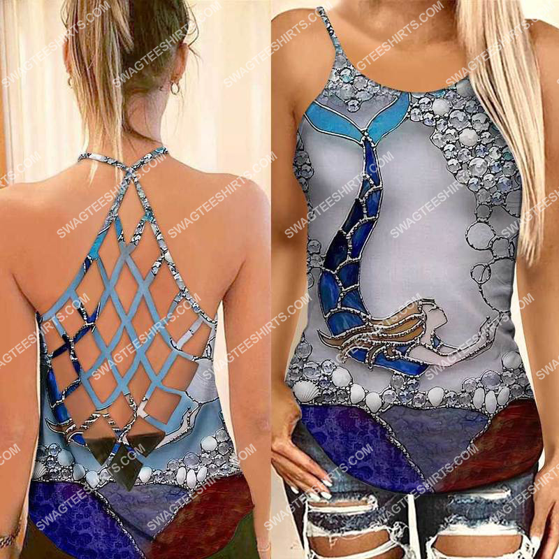 the little mermaid all over printed strappy back tank top 1 - Copy (2)