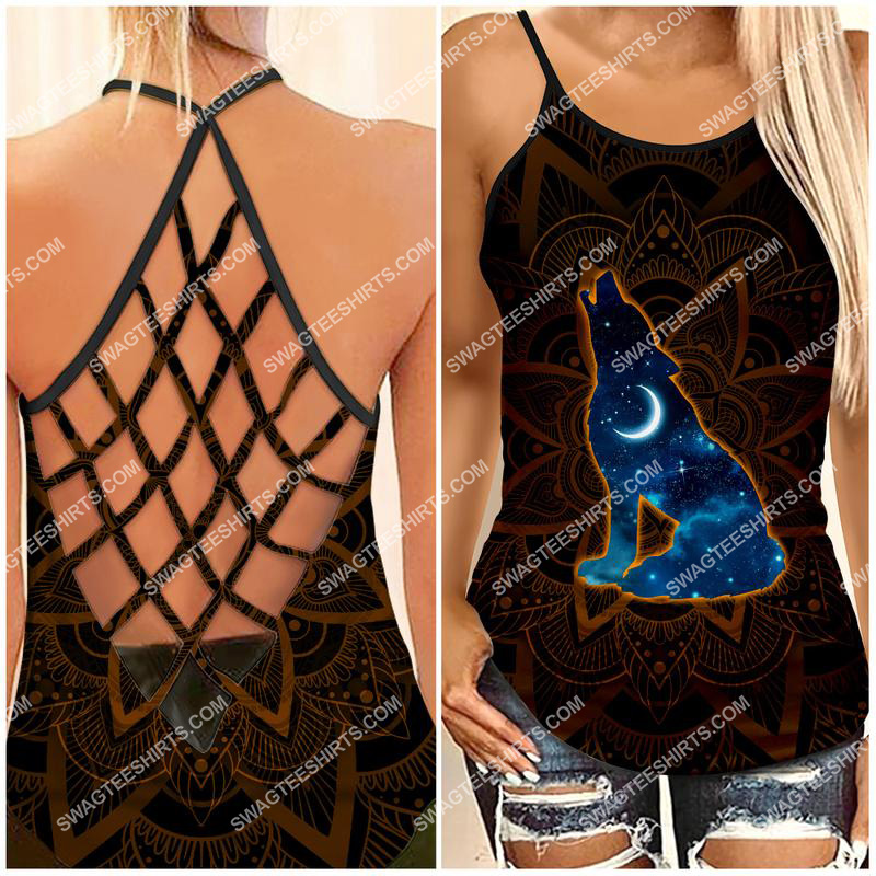 the moon and wolf mandala strappy back tank top 1 - Copy (2)