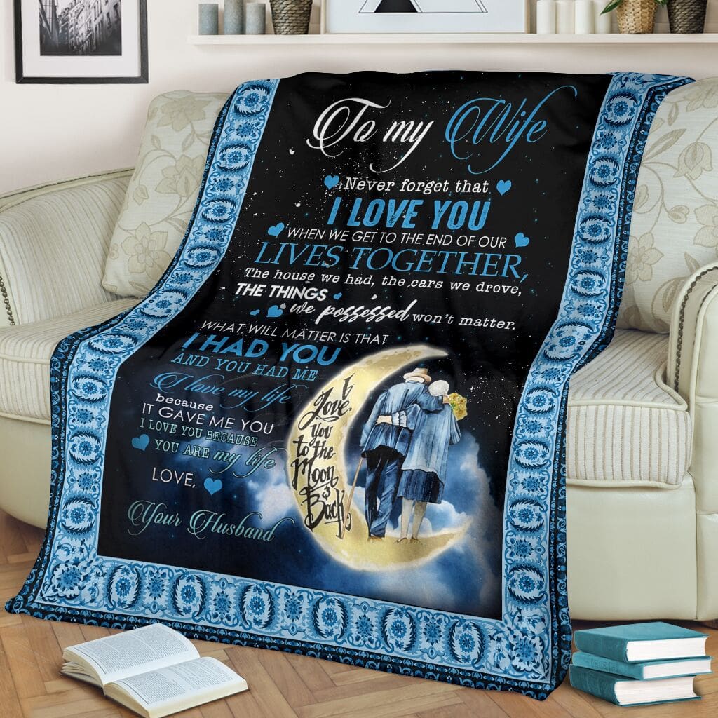 the moon to my wife never forget that i love you your husband full printing blanket 2