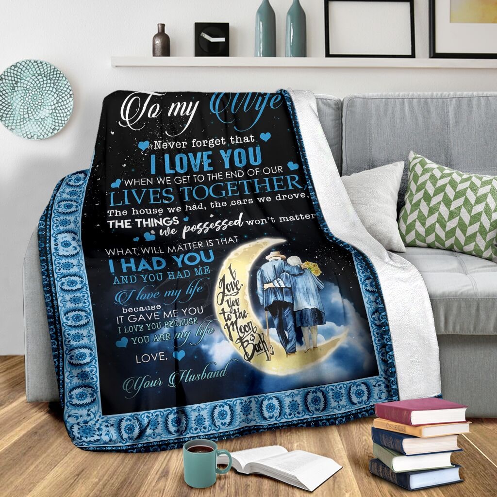 the moon to my wife never forget that i love you your husband full printing blanket 3