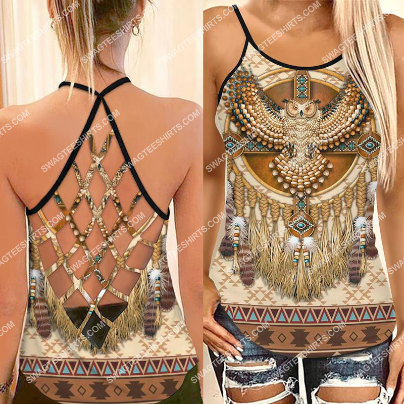 the owl and native americans symbols strappy back tank top 1 - Copy (2)