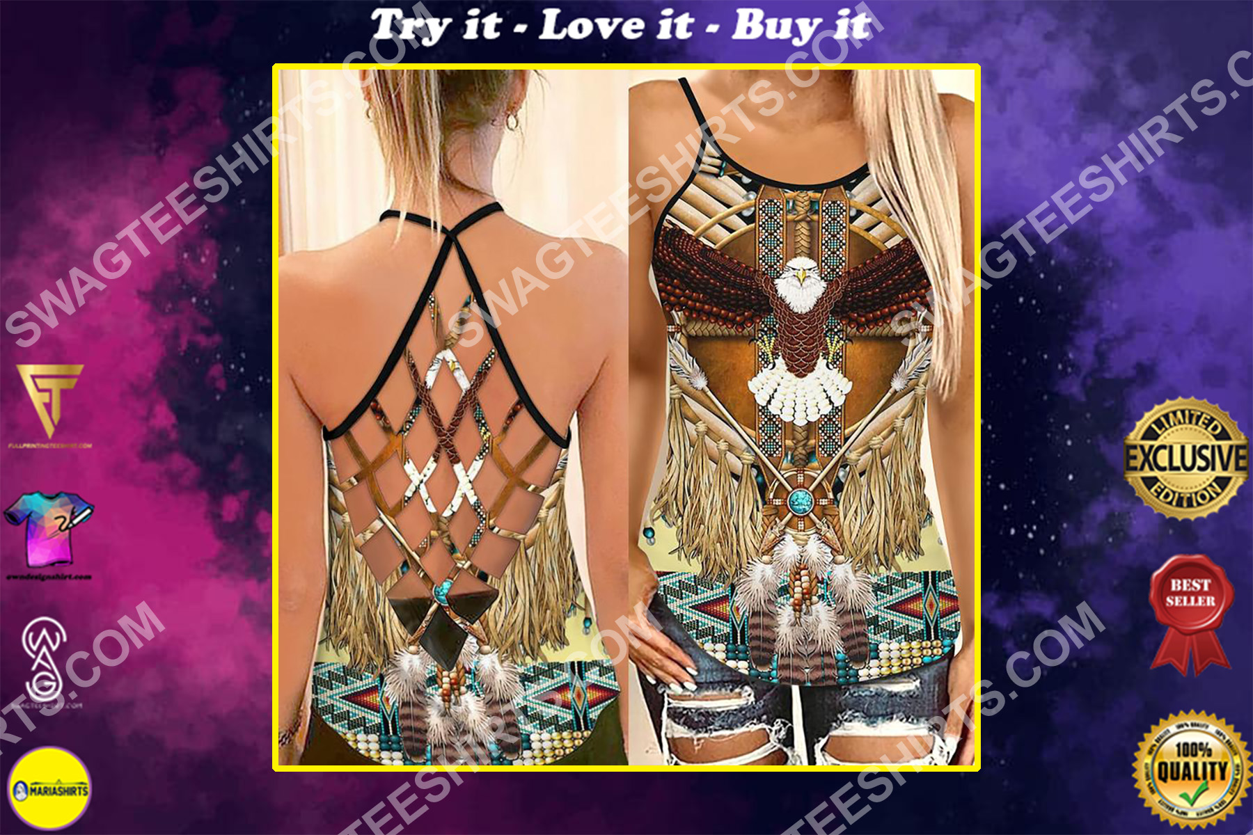 the owl native americans culture strappy back tank top