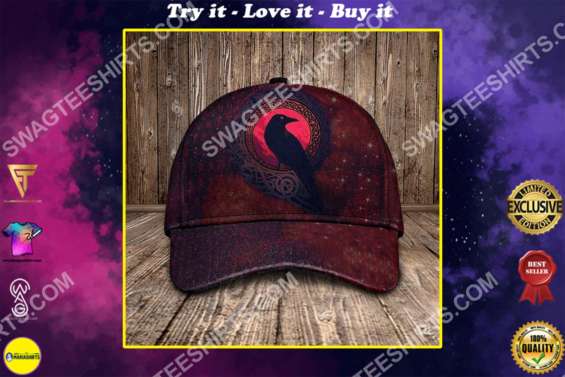 the raven viking all over printed classic cap