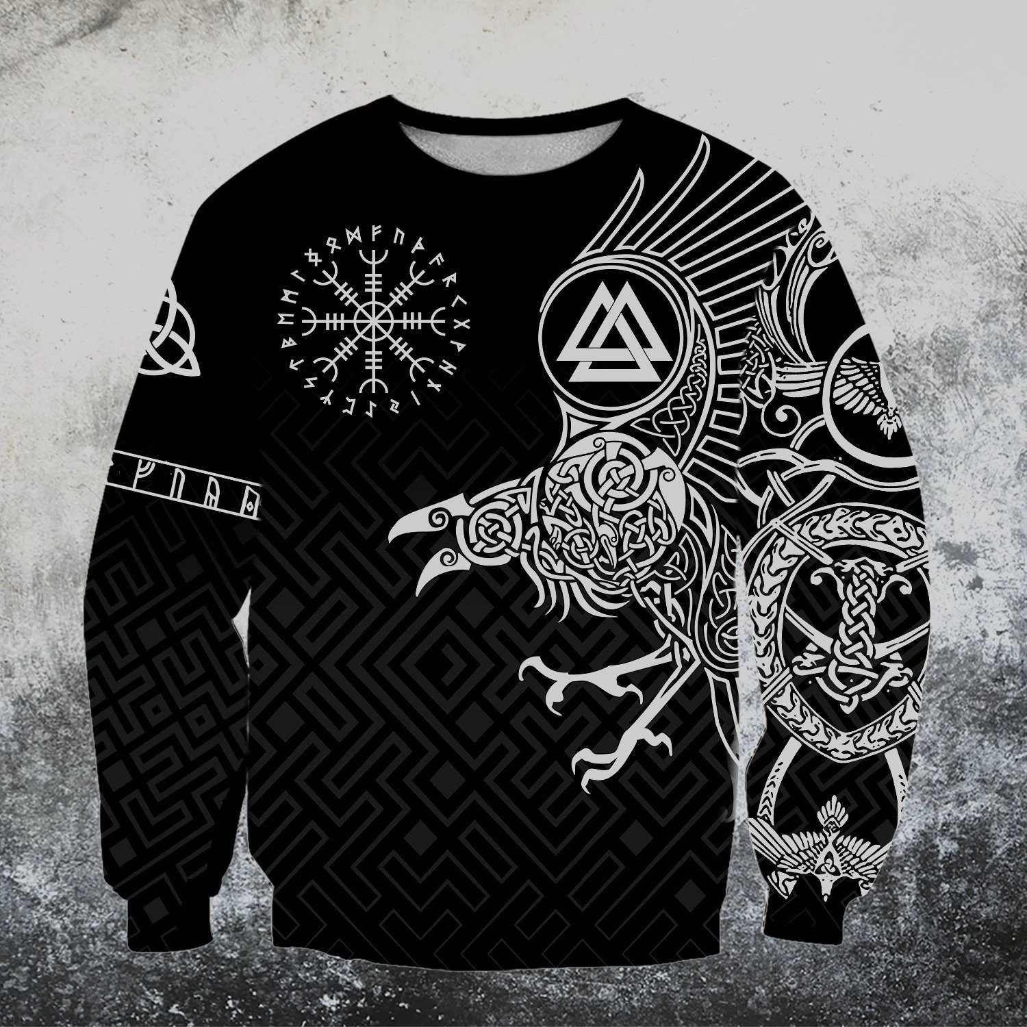 the ravens on vikings full printing sweatshirt