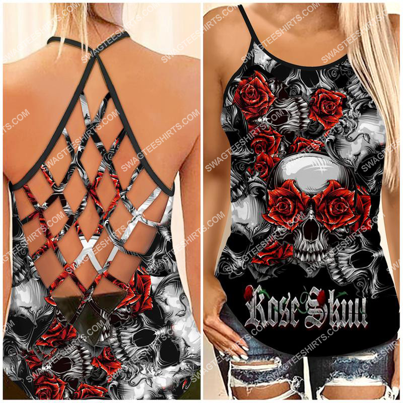 the rose skull all over printed strappy back tank top 1 - Copy (2)
