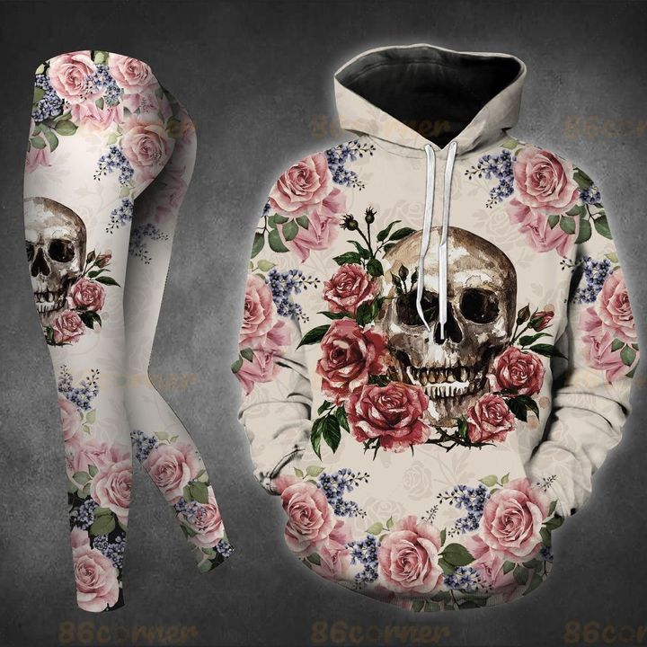 the skull and rose all over printed legging