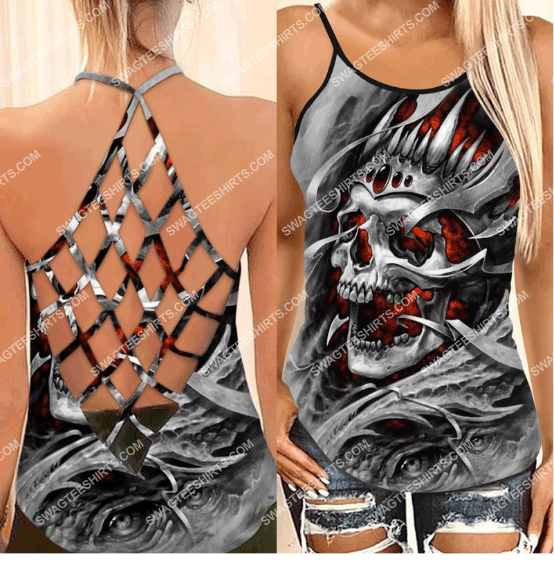 the skull with crow all over printed strappy back tank top 1 - Copy (2)