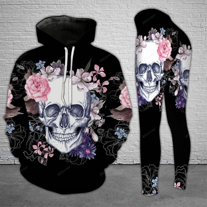 the skull with floral all over printed shirt 2