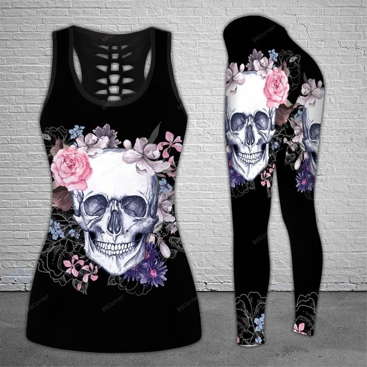 the skull with floral all over printed shirt 3