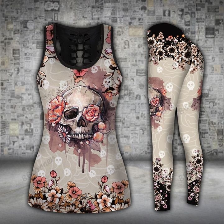 the skull with flower all over printed shirt 3