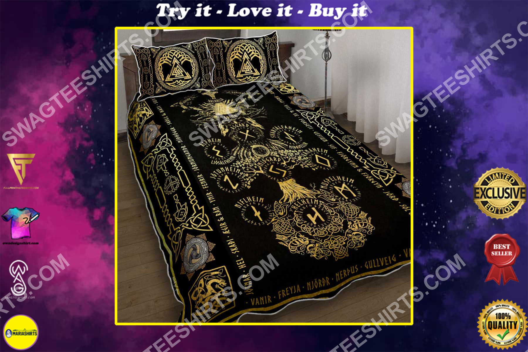 the viking sign all over printed bedding set