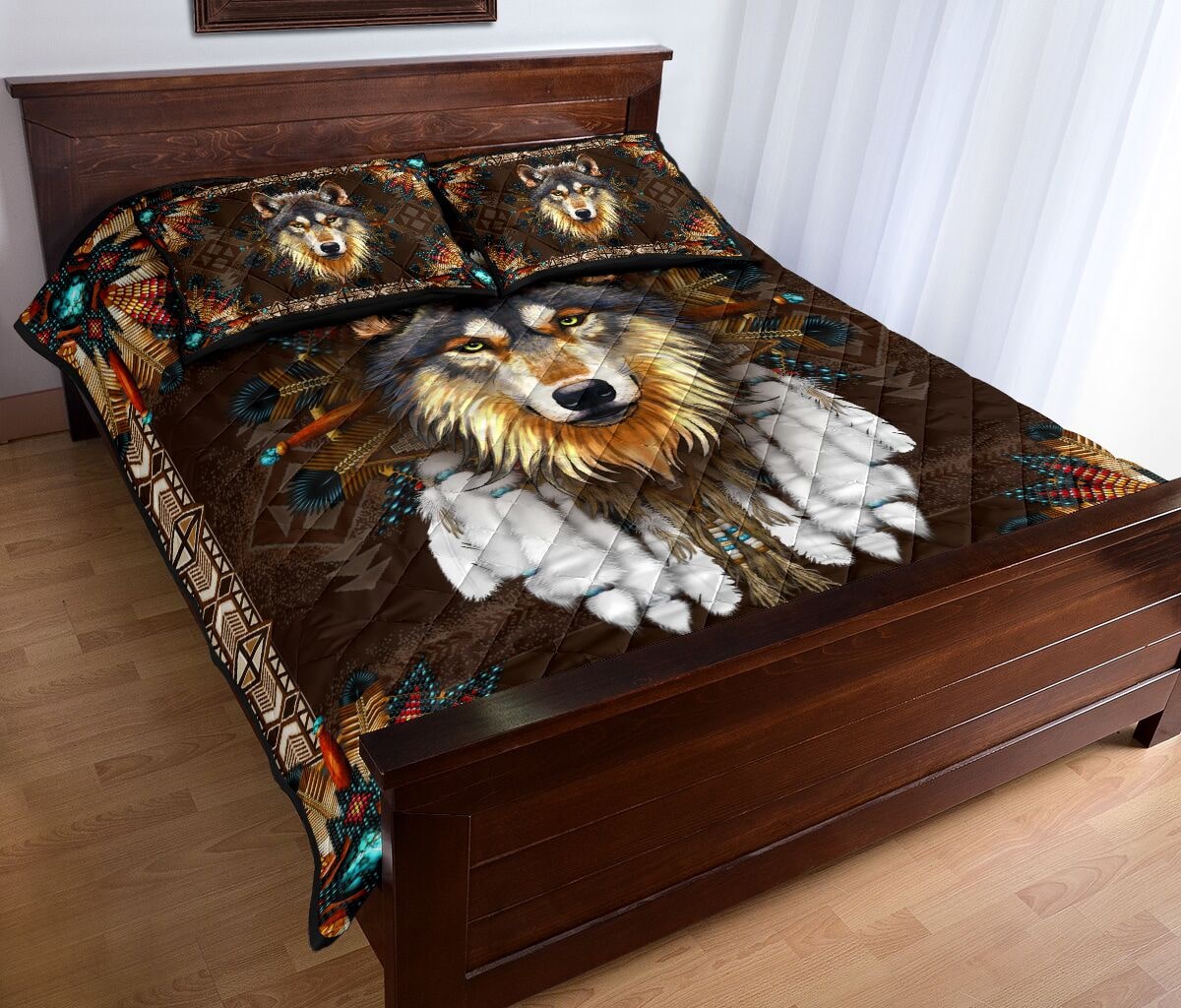 the wolf american native full over print quilt 4