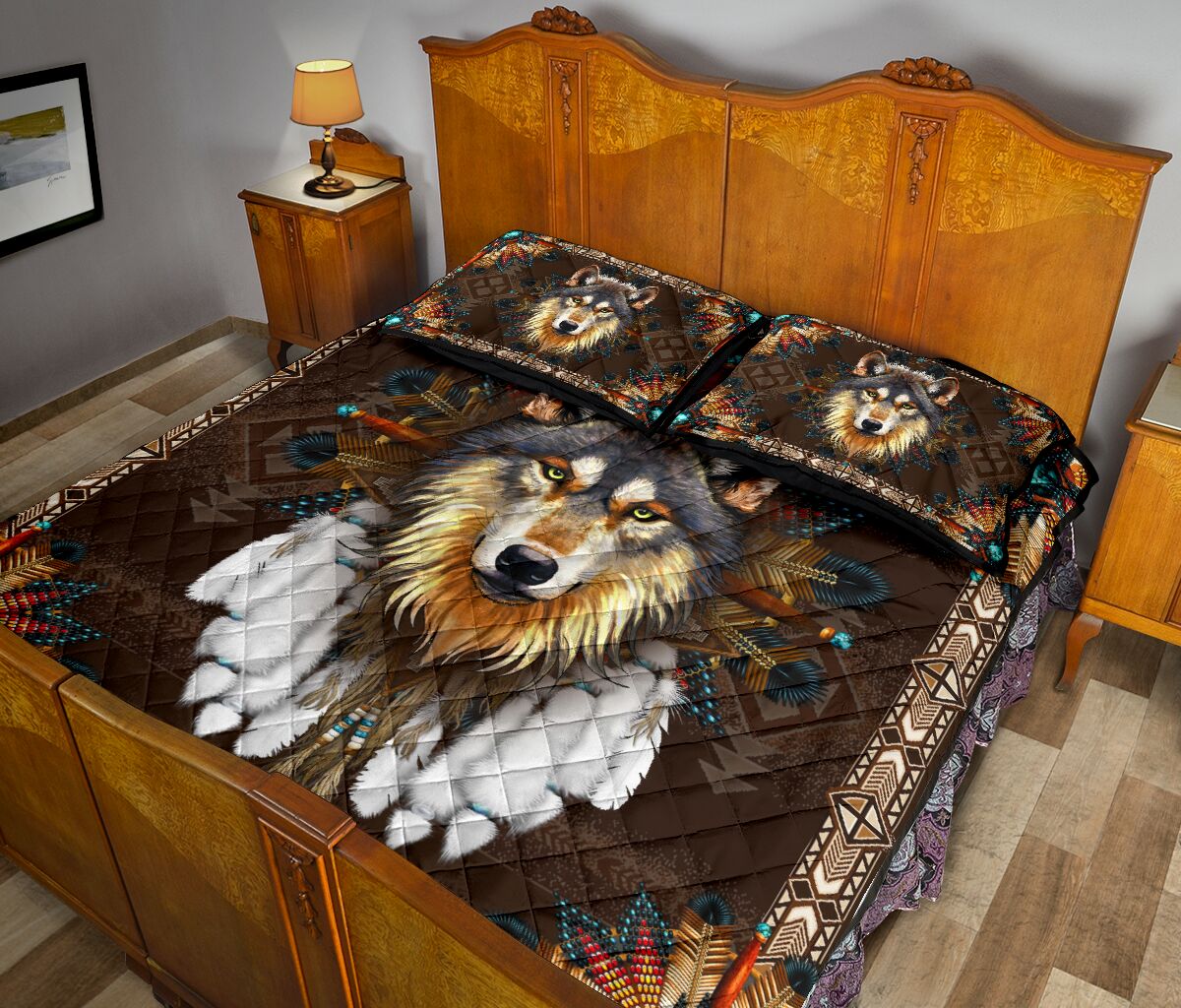 the wolf american native full over print quilt 5