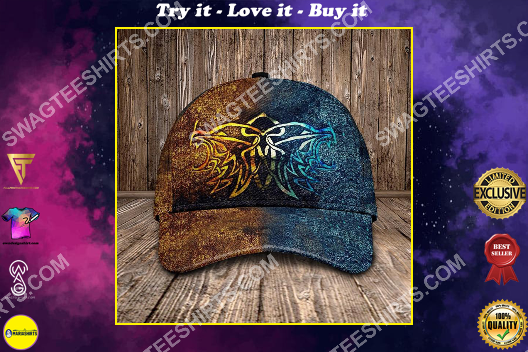 the wolf viking all over printed classic cap